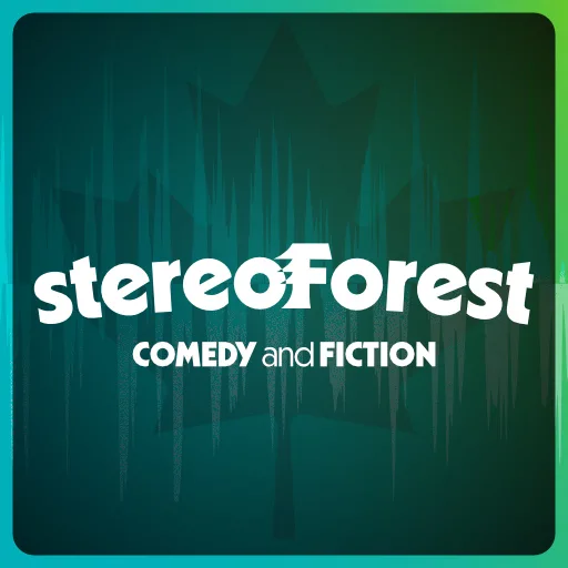 StereoForest logo with comedy and fiction text below it